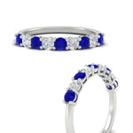 Load image into Gallery viewer, 9-stone-0.75-carat-beautiful-sapphire-wedding-band-in-white-gold-FD8008B9GSABLANGLE3-0.75CT-NL-WG
