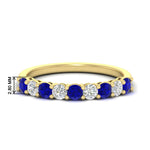 Load image into Gallery viewer, 9-stone-0.75-carat-beautiful-sapphire-wedding-band-in-yellow-gold-FD8008B9GSABL-0.75CT-NL-YG-HW
