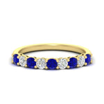 Load image into Gallery viewer, 9-stone-0.75-carat-beautiful-sapphire-wedding-band-in-yellow-gold-FD8008B9GSABL-0.75CT-NL-YG
