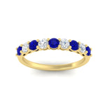 Load image into Gallery viewer, 9-stone-0.75-carat-beautiful-sapphire-wedding-band-in-yellow-gold-FD8008B9GSABLANGLE5-0.75CT-NL-YG
