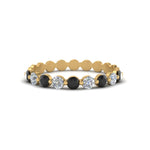 Load image into Gallery viewer, 9-stone-common-prong-delicate-band-with-black-diamond-in-yellow-gold-FD9449BGBLACK-NL-YG.jpg
