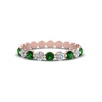 Load image into Gallery viewer, 9-stone-common-prong-delicate-band-with-emerald-in-rose-gold-FD9449BGEMGR-NL-RG.jpg
