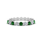 Load image into Gallery viewer, 9-stone-common-prong-delicate-band-with-emerald-in-white-gold-FD9449BGEMGR-NL-WG.jpg
