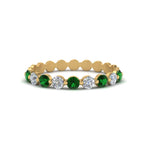 Load image into Gallery viewer, 9-stone-common-prong-delicate-band-with-emerald-in-yellow-gold-FD9449BGEMGR-NL-YG.jpg
