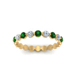 Load image into Gallery viewer, 9-stone-common-prong-delicate-band-with-emerald-in-yellow-gold-FD9449BGEMGR-NL-YG.jpg

