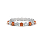 Load image into Gallery viewer, 9-stone-common-prong-delicate-band-with-orange-sapphire-in-white-gold-FD9449BGSAOR-NL-WG.jpg
