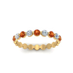 Load image into Gallery viewer, 9-stone-common-prong-delicate-band-with-orange-sapphire-in-yellow-gold-FD9449BGSAOR-NL-YG.jpg
