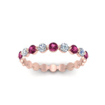 Load image into Gallery viewer, 9-stone-common-prong-delicate-band-with-pink-sapphire-in-rose-gold-FD9449BGSADRPI-NL-RG.jpg
