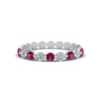 Load image into Gallery viewer, 9-stone-common-prong-delicate-band-with-pink-sapphire-in-white-gold-FD9449BGSADRPI-NL-WG.jpg
