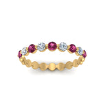 Load image into Gallery viewer, 9-stone-common-prong-delicate-band-with-pink-sapphire-in-yellow-gold-FD9449BGSADRPI-NL-YG.jpg
