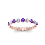 Load image into Gallery viewer, 9-stone-common-prong-delicate-band-with-purple-topaz-in-rose-gold-FD9449BGVITO-NL-RG.jpg
