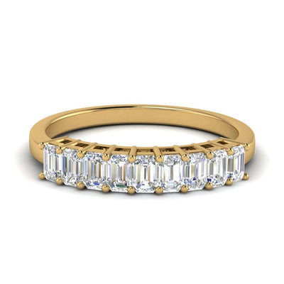 9 Stone Emerald Cut Wedding Ring