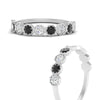 Load image into Gallery viewer, 9-stone-hexagon-stacking-diamond-ring-with-black-diamond-in-white-gold-FD10968BGBLACKANGLE3-NL-WG.jpg