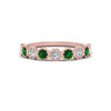 Load image into Gallery viewer, 9-stone-hexagon-stacking-diamond-ring-with-emerald-in-rose-gold-FD10968BGEMGRANGLE3-NL-RG.jpg