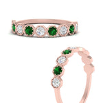 Load image into Gallery viewer, 9-stone-hexagon-stacking-diamond-ring-with-emerald-in-rose-gold-FD10968BGEMGRANGLE3-NL-RG.jpg
