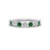 Load image into Gallery viewer, 9-stone-hexagon-stacking-diamond-ring-with-emerald-in-white-gold-FD10968BGEMGRANGLE3-NL-WG.jpg