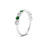Load image into Gallery viewer, 9-stone-hexagon-stacking-diamond-ring-with-emerald-in-white-gold-FD10968BGEMGRANGLE3-NL-WG.jpg
