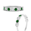 Load image into Gallery viewer, 9-stone-hexagon-stacking-diamond-ring-with-emerald-in-white-gold-FD10968BGEMGRANGLE3-NL-WG.jpg