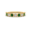 Load image into Gallery viewer, 9-stone-hexagon-stacking-diamond-ring-with-emerald-in-yellow-gold-FD10968BGEMGRANGLE3-NL-YG.jpg