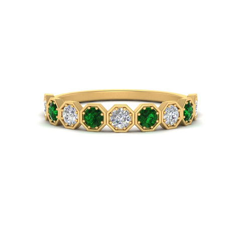 9-stone-hexagon-stacking-diamond-ring-with-emerald-in-yellow-gold-FD10968BGEMGRANGLE3-NL-YG.jpg