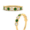 Load image into Gallery viewer, 9-stone-hexagon-stacking-diamond-ring-with-emerald-in-yellow-gold-FD10968BGEMGRANGLE3-NL-YG.jpg