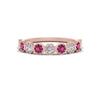 Load image into Gallery viewer, 9-stone-hexagon-stacking-diamond-ring-with-pink-sapphire-in-rose-gold-FD10968BGSADRPIANGLE3-NL-RG.jpg