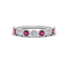 Load image into Gallery viewer, 9-stone-hexagon-stacking-diamond-ring-with-pink-sapphire-in-white-gold-FD10968BGSADRPIANGLE3-NL-WG.jpg