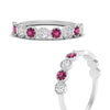 Load image into Gallery viewer, 9-stone-hexagon-stacking-diamond-ring-with-pink-sapphire-in-white-gold-FD10968BGSADRPIANGLE3-NL-WG.jpg
