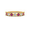 Load image into Gallery viewer, 9-stone-hexagon-stacking-diamond-ring-with-pink-sapphire-in-yellow-gold-FD10968BGSADRPIANGLE3-NL-YG.jpg