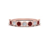 Load image into Gallery viewer, 9-stone-hexagon-stacking-diamond-ring-with-ruby-in-rose-gold-FD10968BGRUDRANGLE3-NL-RG.jpg