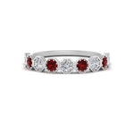 Load image into Gallery viewer, 9-stone-hexagon-stacking-diamond-ring-with-ruby-in-white-gold-FD10968BGRUDRANGLE3-NL-WG.jpg
