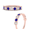 Load image into Gallery viewer, 9-stone-hexagon-stacking-diamond-ring-with-sapphire-in-rose-gold-FD10968BGSABLANGLE3-NL-RG.jpg