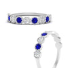Load image into Gallery viewer, 9-stone-hexagon-stacking-diamond-ring-with-sapphire-in-white-gold-FD10968BGSABLANGLE3-NL-WG.jpg