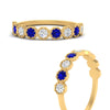 Load image into Gallery viewer, 9-stone-hexagon-stacking-diamond-ring-with-sapphire-in-yellow-gold-FD10968BGSABLANGLE3-NL-YG.jpg