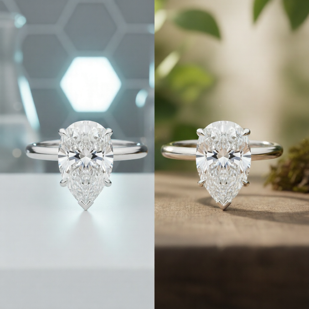 Lab Grown vs Natural Teardrop Engagement Rings