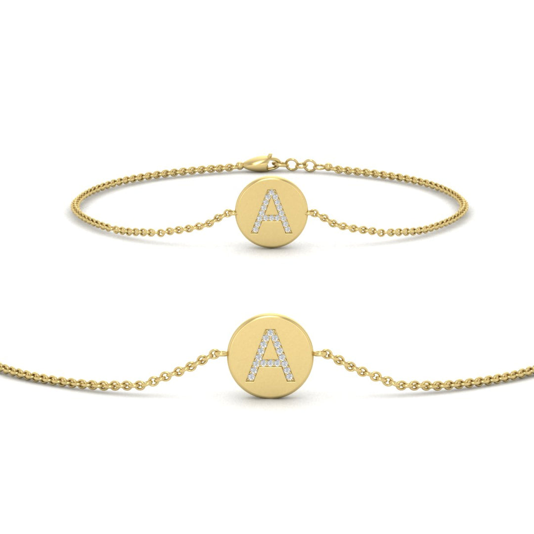 Alphabet disc diamond bracelet