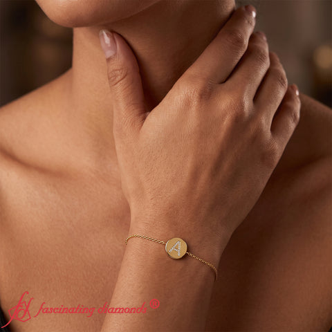 Alphabet disc diamond bracelet
