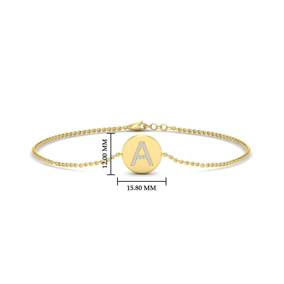 Alphabet disc diamond bracelet