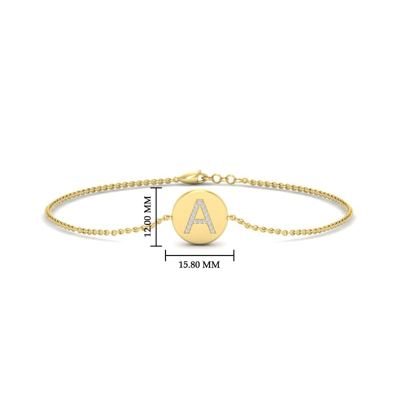 Alphabet disc diamond bracelet