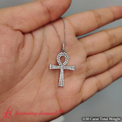 Ankh Cross Diamond Pendant