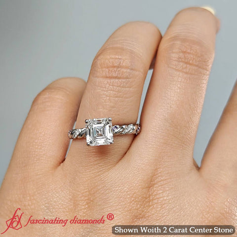 Twisted Vine Asscher Diamond Ring