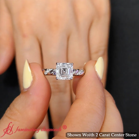 Twisted Vine Asscher Diamond Ring