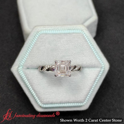 Twisted Vine Asscher Diamond Ring
