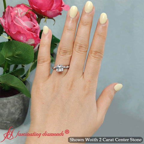 Twisted Vine Asscher Diamond Ring