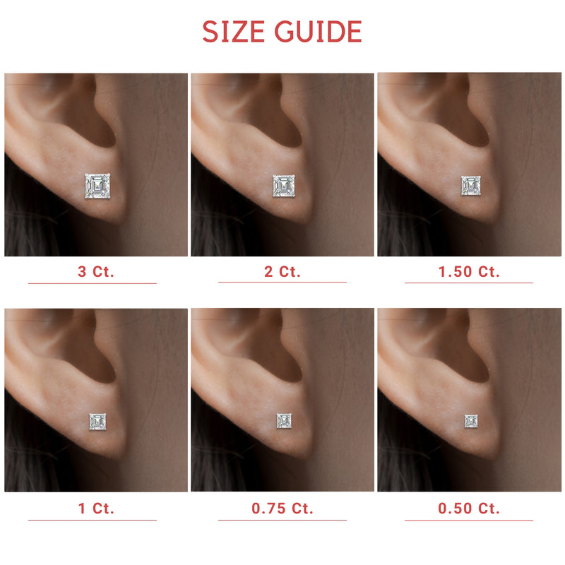 Asscher Cut Diamond Stud Earring