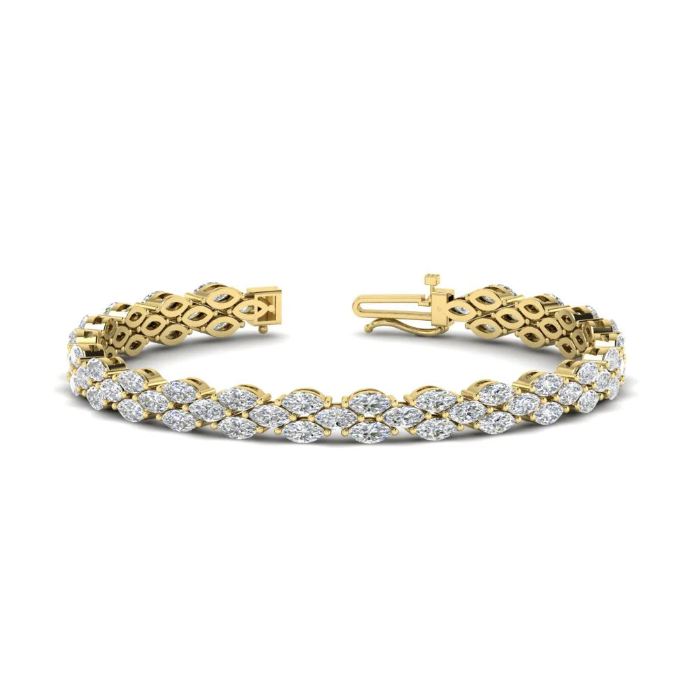 Beautiful Marquise Tennis Bracelet in Yellow Gold