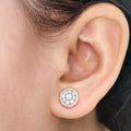Thumbnail 3 - Beautiful_1_Carat_Cluster_Circle_2_Tone_Stud_Earrings_In_Yellow_Gold-FDEAR10842