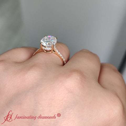 Oval Shaped Cathedral Halo Diamond Engagement Ring