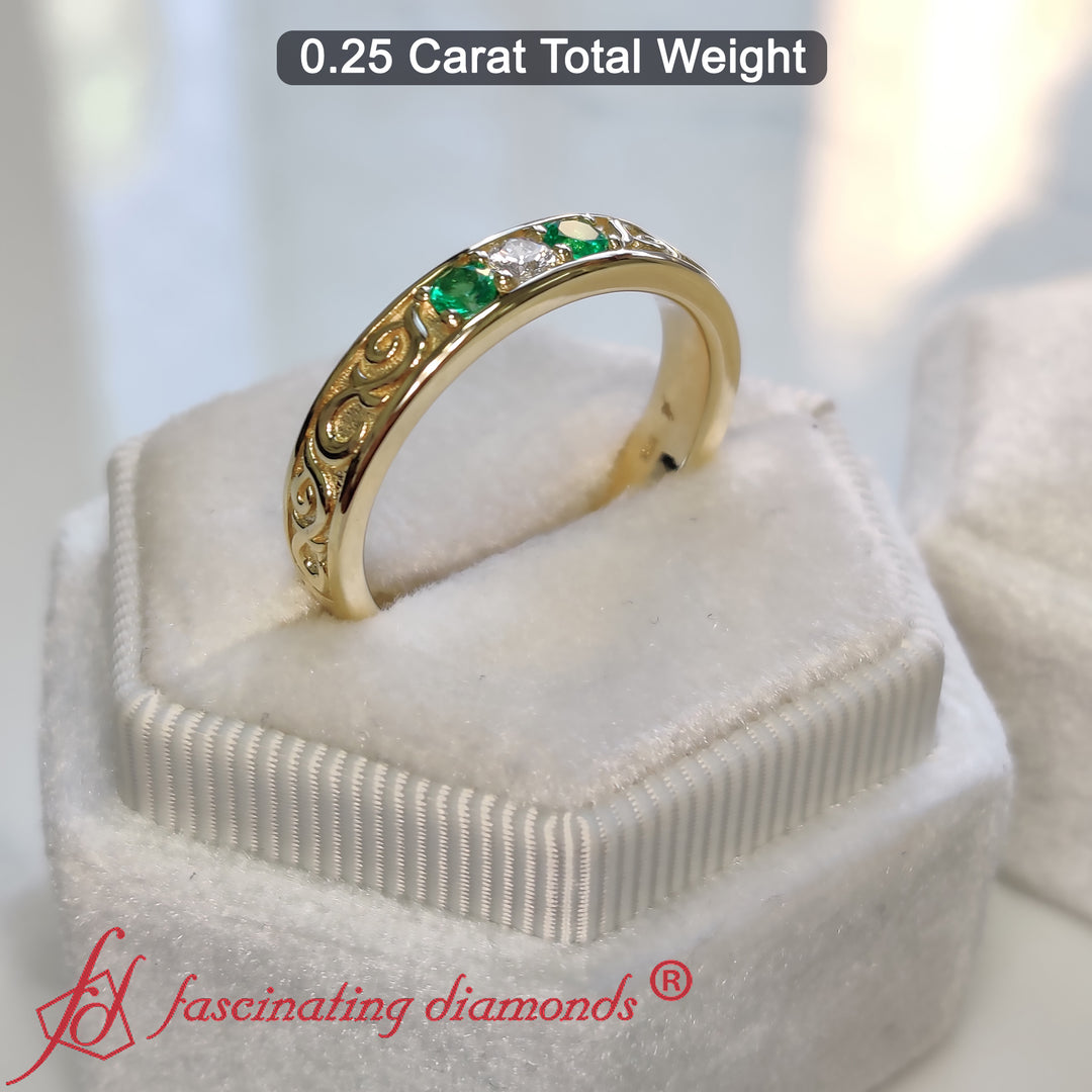 Classic Mens 3 Stone Wedding Band