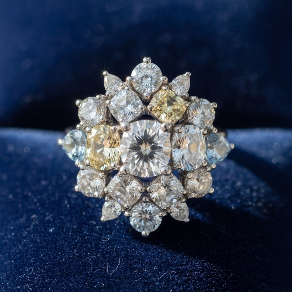 7. Cluster Rings With Mismatched Stones